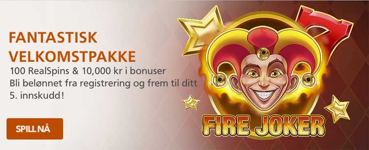 100 omsetningsfrie runder på Fire Joker